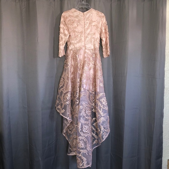 Baby pink high low prom dress - Picture 2 of 7